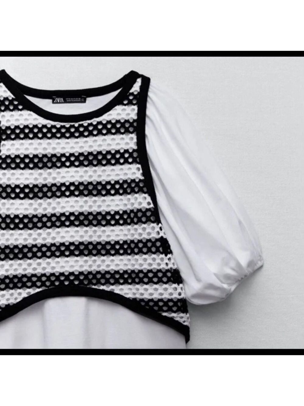 ZARA 2 in 1 Combination Short Balloon Sleeves Top w/ Vest. - Picture 6 of 12
